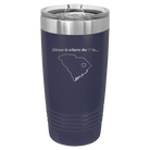 Laser etched navy 20 oz vacuum insulated tumbler with 'South Carolina Heart' design