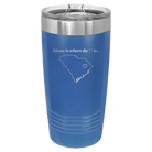 Laser etched royal blue 20 oz vacuum insulated tumbler with 'South Carolina Heart' design