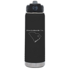Laser etched black 20 oz vacuum insulated water bottle with 'South Carolina Heart' design