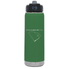 Laser etched green 20 oz vacuum insulated water bottle with 'South Carolina Heart' design