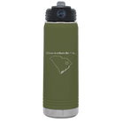 Laser etched olive green 20 oz vacuum insulated water bottle with 'South Carolina Heart' design