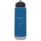 Laser etched royal blue 20 oz vacuum insulated water bottle with 'South Carolina Heart' design