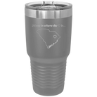 Laser etched dark gray 30 oz vacuum insulated tumbler with 'South Carolina Heart' design