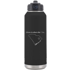 Laser etched black 32 oz vacuum insulated water bottle with 'South Carolina Heart' design