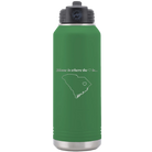 Laser etched green 32 oz vacuum insulated water bottle with 'South Carolina Heart' design