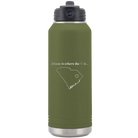 Laser etched olive green 32 oz vacuum insulated water bottle with 'South Carolina Heart' design