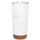 Laser etched white 20 oz vacuum insulated tumbler with 'South Carolina Heart' design