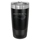 Laser etched black 20 oz vacuum insulated tumbler with 'North Carolina Heart' design