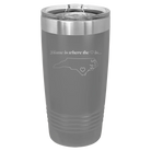 Laser etched dark gray 20 oz vacuum insulated tumbler with 'North Carolina Heart' design