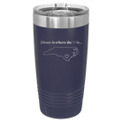 Laser etched navy 20 oz vacuum insulated tumbler with 'North Carolina Heart' design