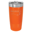 Laser etched orange 20 oz vacuum insulated tumbler with 'North Carolina Heart' design