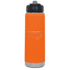 Laser etched orange 20 oz vacuum insulated water bottle with 'North Carolina Heart' design