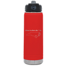 Laser etched red 20 oz vacuum insulated water bottle with 'North Carolina Heart' design