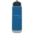 Laser etched royal blue 20 oz vacuum insulated water bottle with 'North Carolina Heart' design