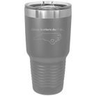 Laser etched dark gray 30 oz vacuum insulated tumbler with 'North Carolina Heart' design