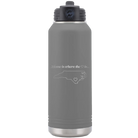 Laser etched dark gray 32 oz vacuum insulated water bottle with 'North Carolina Heart' design