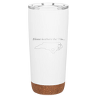 Laser etched white 20 oz vacuum insulated tumbler with 'North Carolina Heart' design