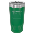 Laser etched green 20 oz vacuum insulated tumbler with 'Oregon Heart' design
