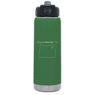 Laser etched green 20 oz vacuum insulated water bottle with 'Oregon Heart' design