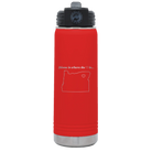 Laser etched red 20 oz vacuum insulated water bottle with 'Oregon Heart' design