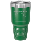 Laser etched green 30 oz vacuum insulated tumbler with 'Oregon Heart' design