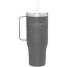 Laser etched slate 40 oz vacuum insulated tumbler mug with 'Oregon Heart' design