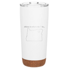 Laser etched white 20 oz vacuum insulated tumbler with 'Oregon Heart' design