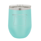 Laser etched teal 12 oz vacuum insulated wine cup with 'Oregon Heart' design