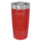 Laser etched red 20 oz vacuum insulated tumbler with 'Pennsylvania Heart' design