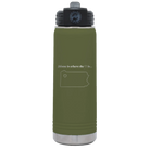 Laser etched olive green 20 oz vacuum insulated water bottle with 'Pennsylvania Heart' design