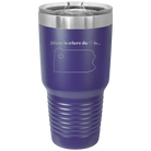 Laser etched purple 30 oz vacuum insulated tumbler with 'Pennsylvania Heart' design