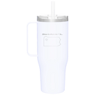 Laser etched white 40 oz vacuum insulated tumbler mug with 'Pennsylvania Heart' design
