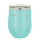 Laser etched teal 12 oz vacuum insulated wine cup with 'Pennsylvania Heart' design