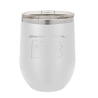 Laser etched white 12 oz vacuum insulated wine cup with 'Pennsylvania Heart' design