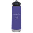 Laser etched purple 20 oz vacuum insulated water bottle with 'Rhode Island Heart' design