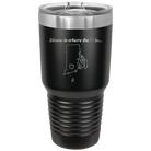 Laser etched black 30 oz vacuum insulated tumbler with 'Rhode Island Heart' design