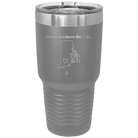 Laser etched dark gray 30 oz vacuum insulated tumbler with 'Rhode Island Heart' design