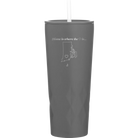 Laser etched slate 20 oz vacuum insulated tumbler with 'Rhode Island Heart' design