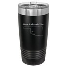 Laser etched black 20 oz vacuum insulated tumbler with 'Oklahoma Heart' design