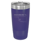 Laser etched purple 20 oz vacuum insulated tumbler with 'Oklahoma Heart' design