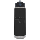 Laser etched black 20 oz vacuum insulated water bottle with 'Oklahoma Heart' design