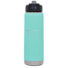 Laser etched teal 20 oz vacuum insulated water bottle with 'Oklahoma Heart' design