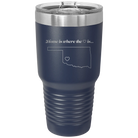 Laser etched navy 30 oz vacuum insulated tumbler with 'Oklahoma Heart' design