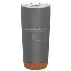Laser etched storm gray 20 oz vacuum insulated tumbler with 'Oklahoma Heart' design