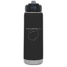 Laser etched black 20 oz vacuum insulated water bottle with 'Ohio Heart' design