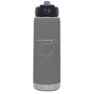 Laser etched dark gray 20 oz vacuum insulated water bottle with 'Ohio Heart' design