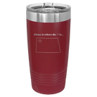 Laser etched maroon 20 oz vacuum insulated tumbler with 'North Dakota Heart' design