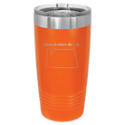 Laser etched orange 20 oz vacuum insulated tumbler with 'North Dakota Heart' design
