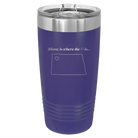 Laser etched purple 20 oz vacuum insulated tumbler with 'North Dakota Heart' design