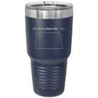 Laser etched navy 30 oz vacuum insulated tumbler with 'North Dakota Heart' design
